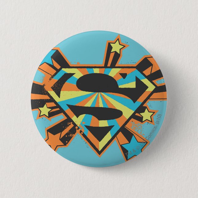Badge Rond 5 Cm Logo Supergirl Colorful Stars (Devant)