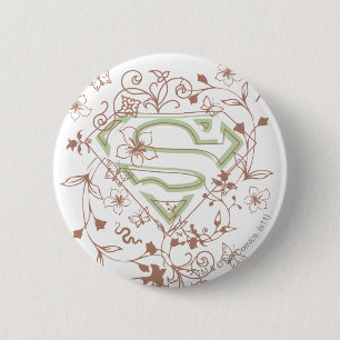 Badge Rond 5 Cm Logo Supergirl Green Floral