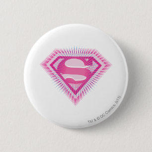 Badge Rond 5 Cm Logo Supergirl rose