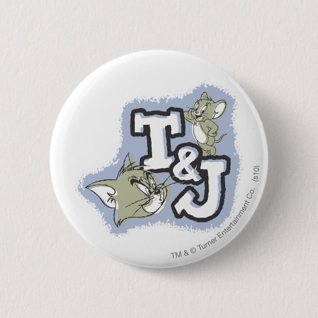 Badge Rond 5 Cm Logo Tom et Jerry T&J (Devant)