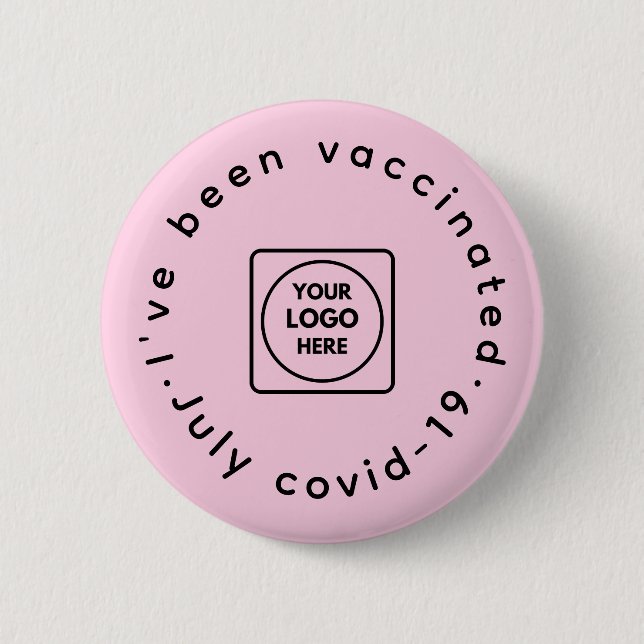 Badge Rond 5 Cm Logo Vacciné Rose | Convid-19 moderne (Devant)