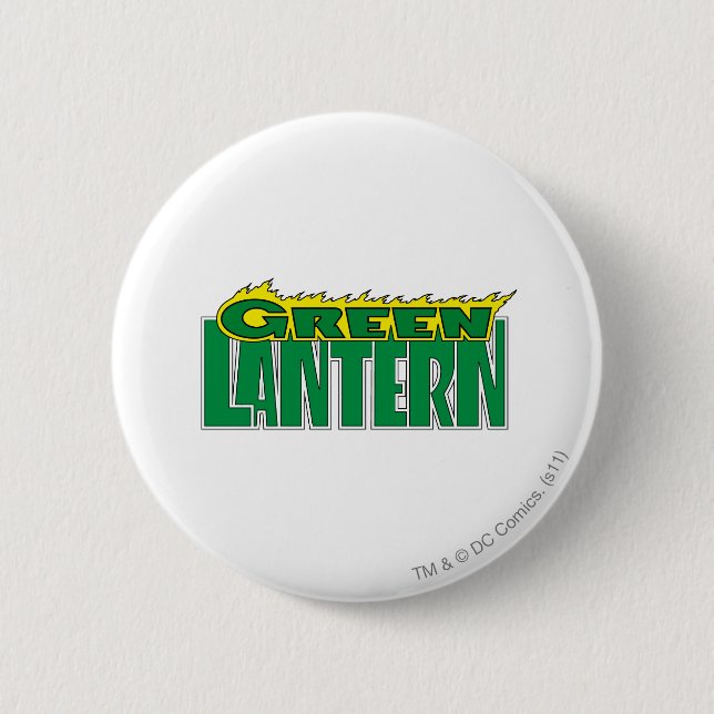 Badge Rond 5 Cm Logo vert de lanterne - flammes jaunes (Devant)