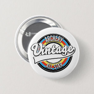 Badge Rond 5 Cm Logo vintage de tir à l'arc toutes étoiles