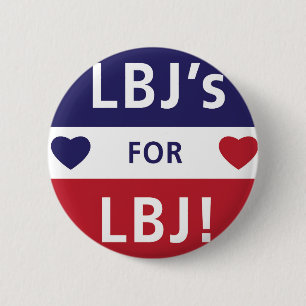 Badge Rond 5 Cm Logo vintage LBJ de campagne