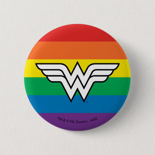 Badge Rond 5 Cm Logo Wonder Woman Rainbow