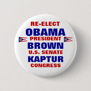 Badge Rond 5 Cm L'Ohio pour Obama Kaptur Brown
