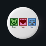 Badge Rond 5 Cm Loi de l'amour pour la paix<br><div class="desc">Un signe de paix,  un coeur,  et les échelles de justice font un joli cadeau pour un avocat ou quelqu'un à l'école de droit. Un juge ou un procureur apprécierait aussi ce cadeau.</div>