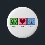 Badge Rond 5 Cm Loi de l'amour pour la paix<br><div class="desc">Un signe de paix,  un coeur,  et les échelles de justice font un joli cadeau pour un avocat ou quelqu'un à l'école de droit. Un juge ou un procureur apprécierait aussi ce cadeau.</div>