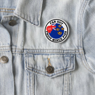 Badge Rond 5 Cm Loin de la Nouvelle-Zélande Pies de Mince Fruit