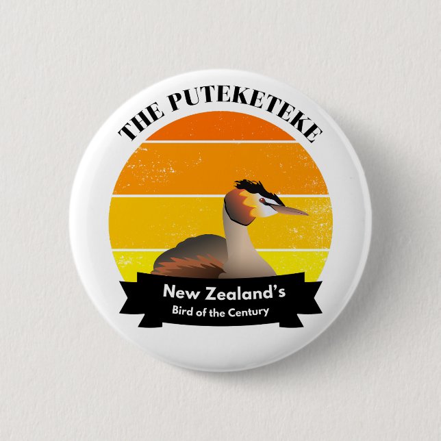 Badge Rond 5 Cm L'oiseau du siècle de Puteketeke en Nouvelle-Zélan (Devant)