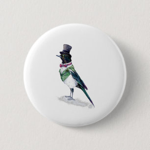 Badge Rond 5 Cm L'oiseau victorien Magpie