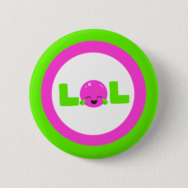 Badge Rond 5 Cm LOL Rire Haut Violet Vert Clair (Devant)