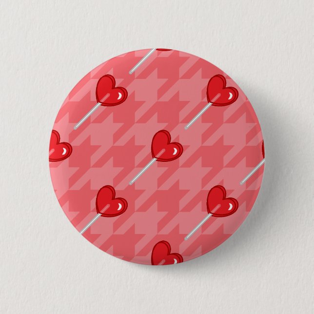 Badge Rond 5 Cm lollipop coeur rose (Devant)