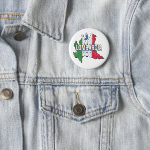 Badge Rond 5 Cm Lombardie Italie Région Rétro Carte Souvenir Vinta