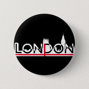 Badge Rond 5 Cm London silhouette and English flag