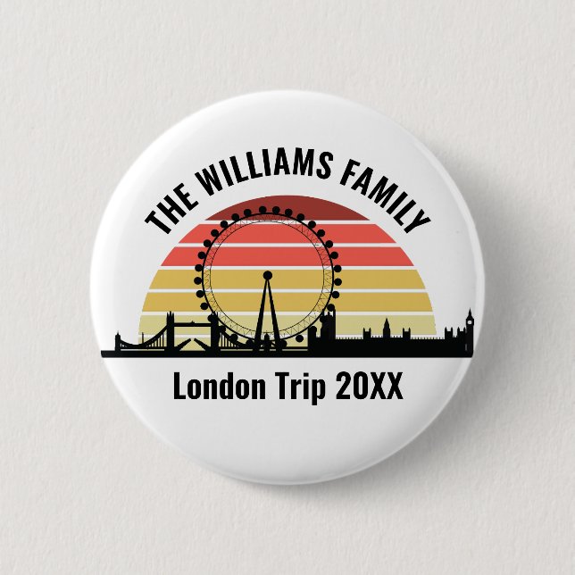 Badge Rond 5 Cm Londres Angleterre Sunset Custom Family Trip (Devant)