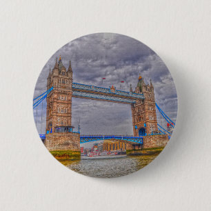 Badge Rond 5 Cm Londres, Angleterre Tower Bridge & Thames River
