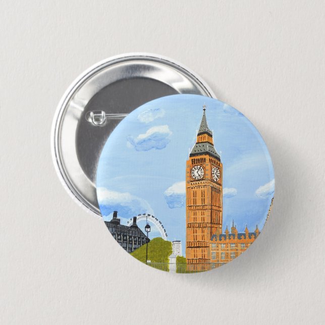 Badge Rond 5 Cm Londres Big Ben (Devant & derrière)