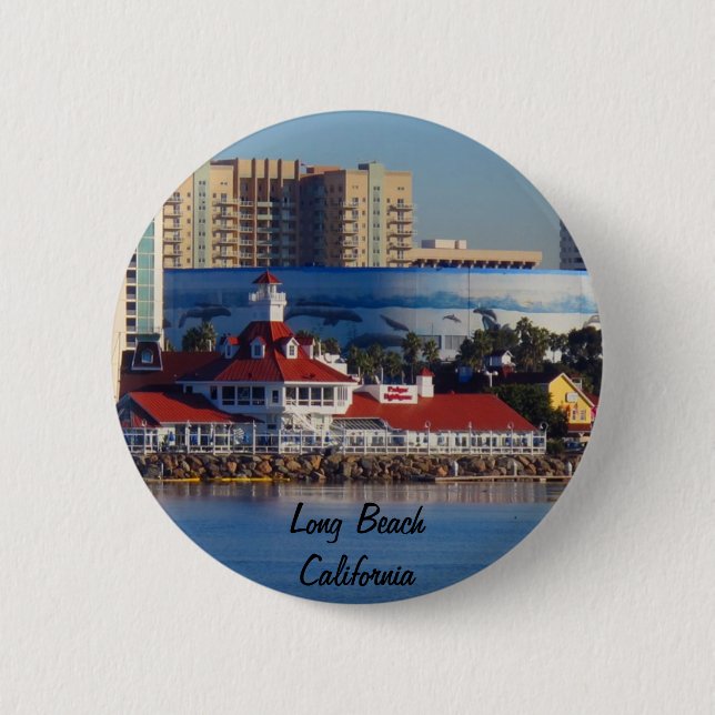 Badge Rond 5 Cm Long Beach la Californie (Devant)