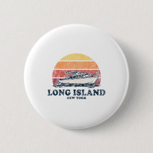 Badge Rond 5 Cm Long Island Ny Bateau Vintage Années 70 Design De