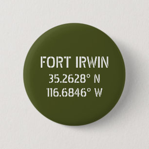 Badge Rond 5 Cm Longitude de la latitude de Fort Irwin