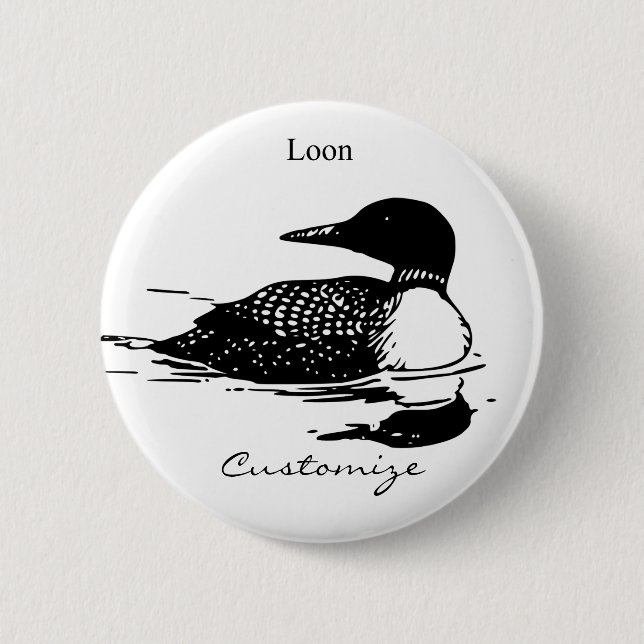 Badge Rond 5 Cm Loon Swimming Bird Art Thunder_Cove (Devant)