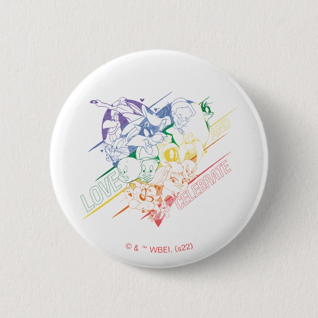 Badge Rond 5 Cm LOONEY TUNES™ - Amour et fête (Devant)