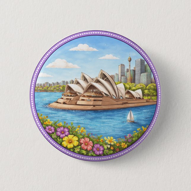 Badge Rond 5 Cm L'Opéra de Sydney (Devant)