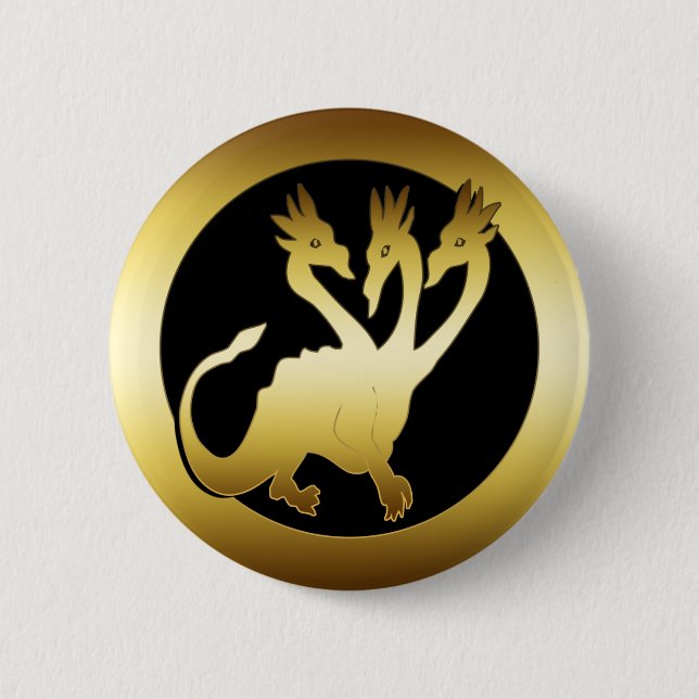 BADGE ROND 5 CM L'OR TROIS A DIRIGÉ LE DRAGON (Devant)