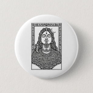 Badge Rond 5 Cm Lord Shiva Mehendi Traditionnelle Indienne Et Mand