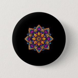 Badge Rond 5 Cm Lotus de méditation mandala coloré