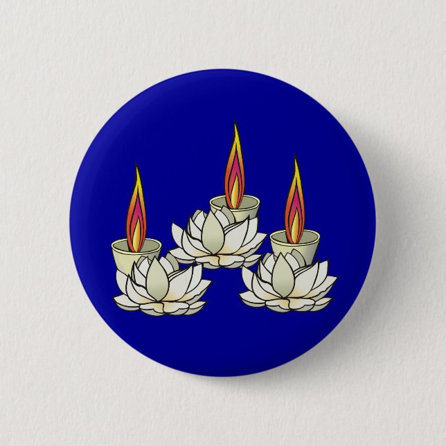 Badge Rond 5 Cm Lotus & Deepas blancs (Devant)