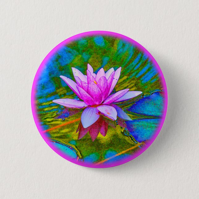 Badge Rond 5 Cm Lotus ou yoga élégant de fleur de nénuphar (Devant)