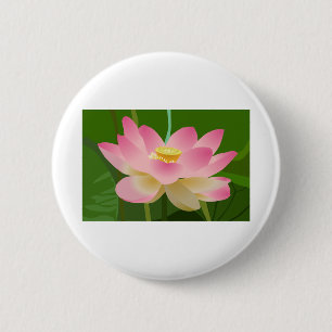 Badge Rond 5 Cm Lotus Plante Pétales Fleur Rose Lys