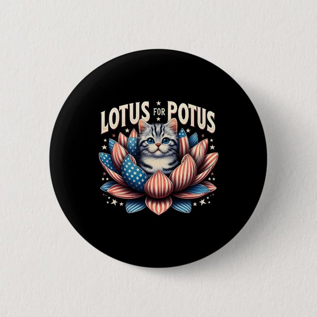 Badge Rond 5 Cm Lotus pour Potus Drapeau américain Amoureux des ch (Devant)