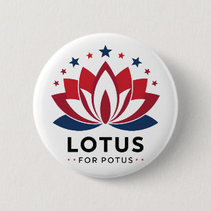 Badge Rond 5 Cm Lotus pour POTUS Kamala Harris 2024