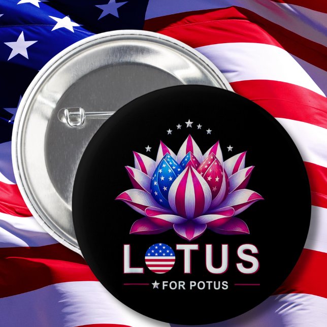Badge Rond 5 Cm Lotus pour Potus Kamala Harris tendance Lotus Potu (Créateur téléchargé)
