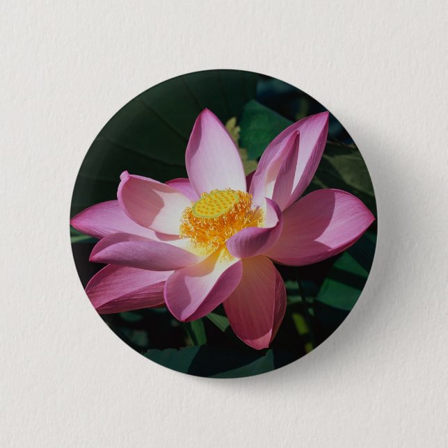Badge Rond 5 Cm Lotus rose (Devant)