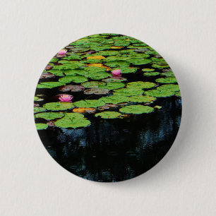 Badge Rond 5 Cm lotus rose noir