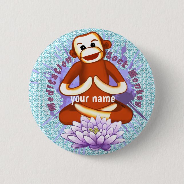 Badge Rond 5 Cm Lotus Singe Chaussette  (Devant)