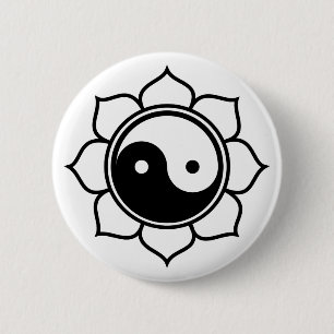 Badge Rond 5 Cm Lotus Yin Yang