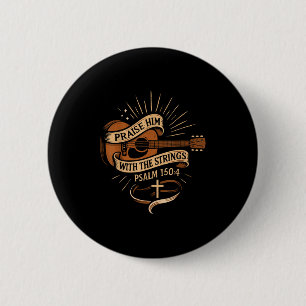 Badge Rond 5 Cm Louez-Le Avec Les Cordes Jésus Guitare Acoustique