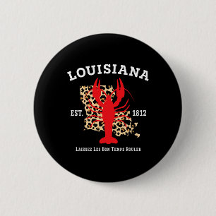 Badge Rond 5 Cm Louisiana Est. 1812 Crawfish Leopard New Orleans M