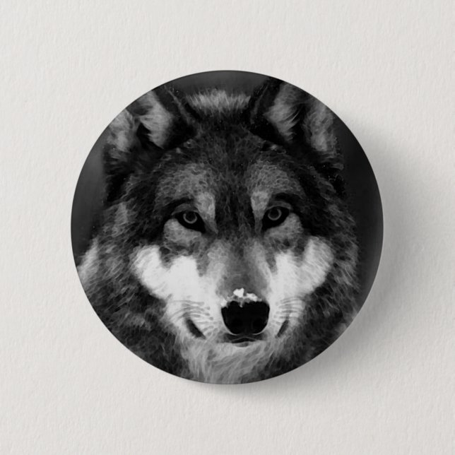 Badge Rond 5 Cm Loup (Devant)