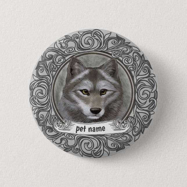 Badge Rond 5 Cm Loup (Devant)