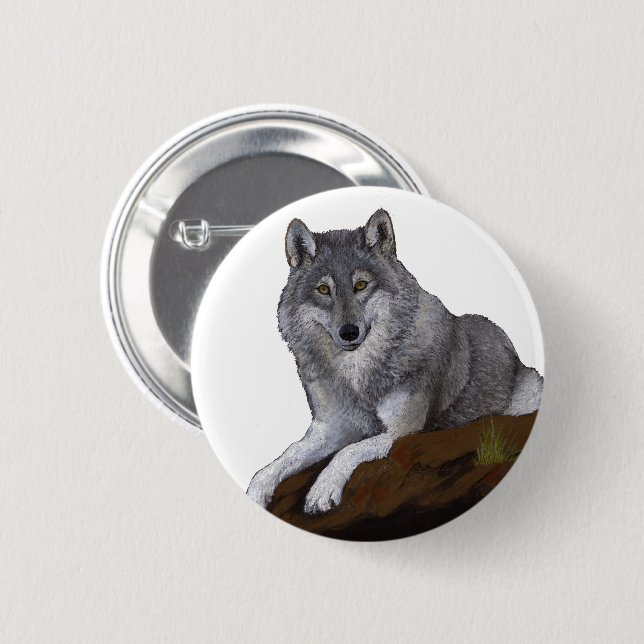 Badge Rond 5 Cm Loup (Devant & derrière)