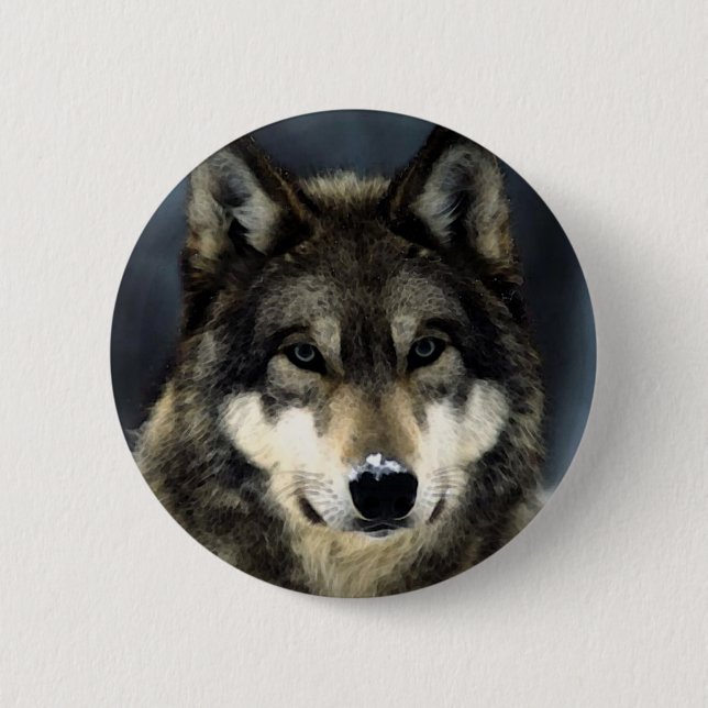 Badge Rond 5 Cm Loup (Devant)