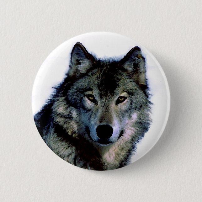Badge Rond 5 Cm Loup (Devant)