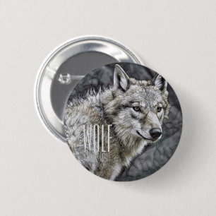 Badge Rond 5 Cm Loup [Badge Rond en Boîte]