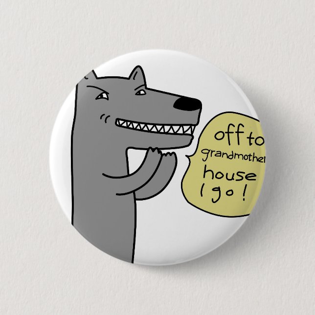 Badge Rond 5 Cm Loup (blanc) (Devant)